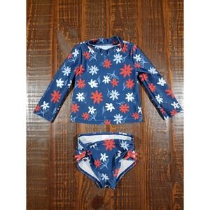 Carter's Toddler Baby Girls' Long Sleeve Floral Rash Guard Set Swimsuit Sz 12M